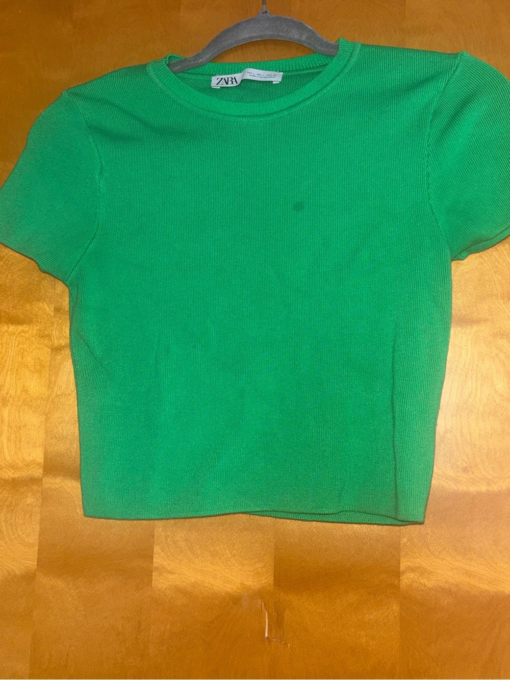 ZARA Bright Green Short Sleeve Knit Tee
